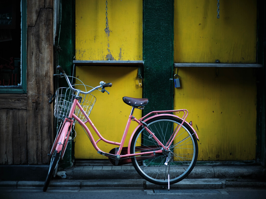 桃花色frame / 自転車のある風景