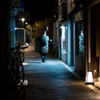 a walker at night