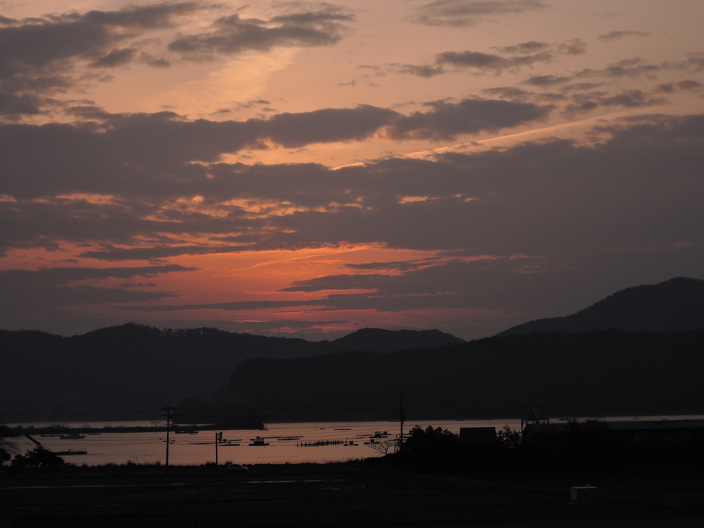 入り江の夕焼け