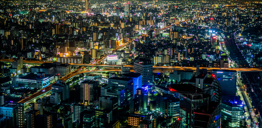 名古屋　夜景　パノラマ風