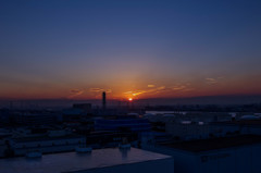 川崎工場の夕焼け