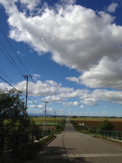 田舎道と雲