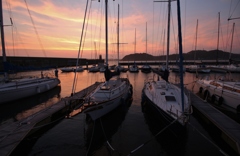 夕暮れのyacht harbor