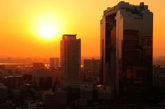 梅田ステーションシティ屋上からの夕日