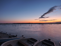 印旛沼の朝焼け