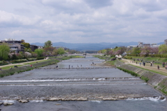 二条大橋から鴨川を望む。