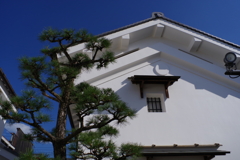 青空と白壁と松と