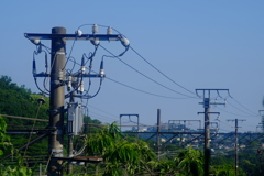 清々しい青空電柱