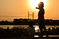 子供たちと電車