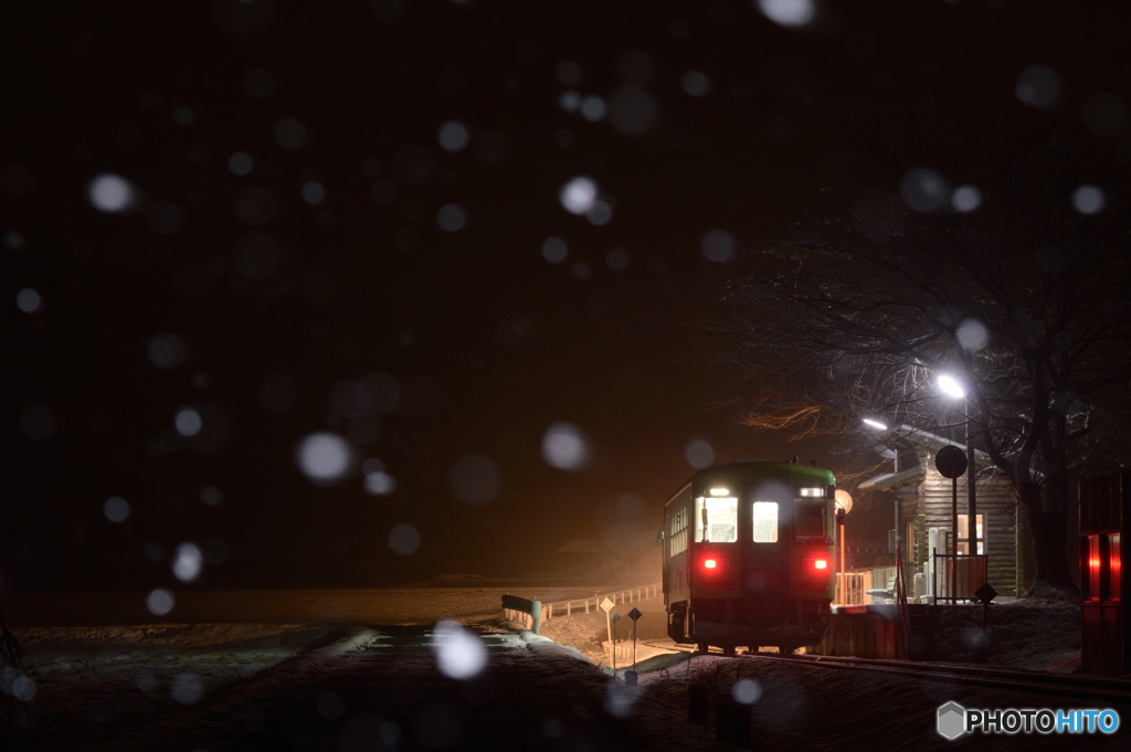 初雪鉄道の夜