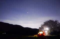 火星と土星と桜