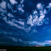 夜空と星と雲＋稲妻