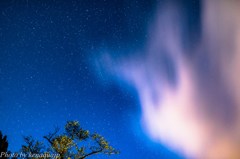 渓谷の雲はオーロラのように