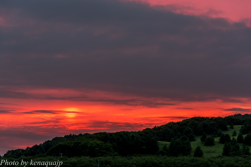 久し振りの夕焼け紅く