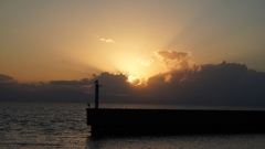 びわ湖の秋の夕暮れ