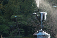 鶴の噴水氷柱２