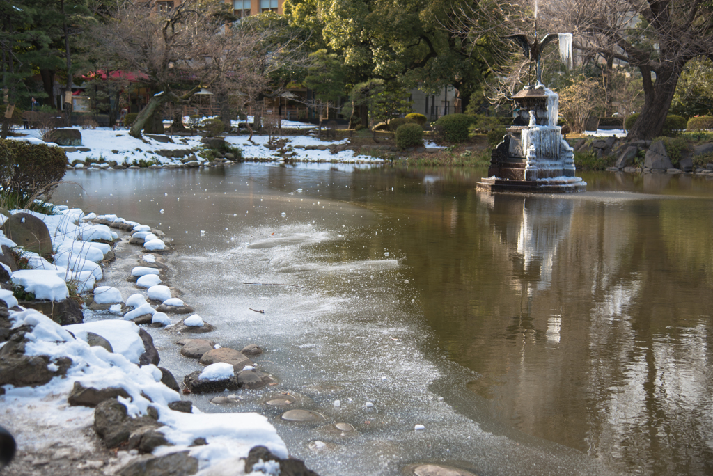 鶴の噴水氷柱１