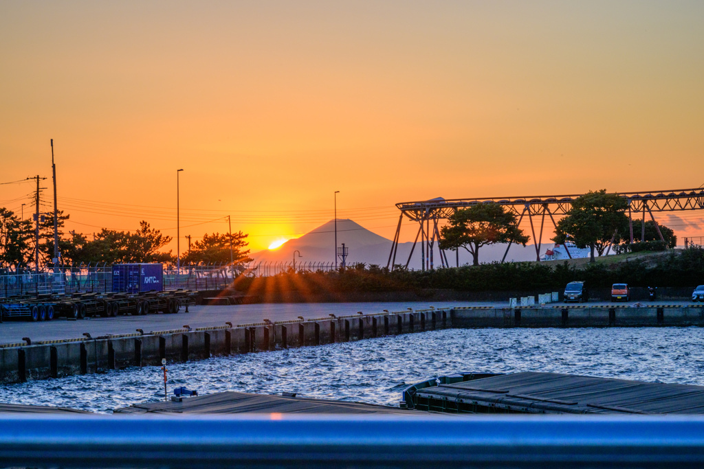 夕景の富士