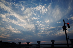 今日の夕日前