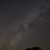 Perseid meteor shower cross satellite