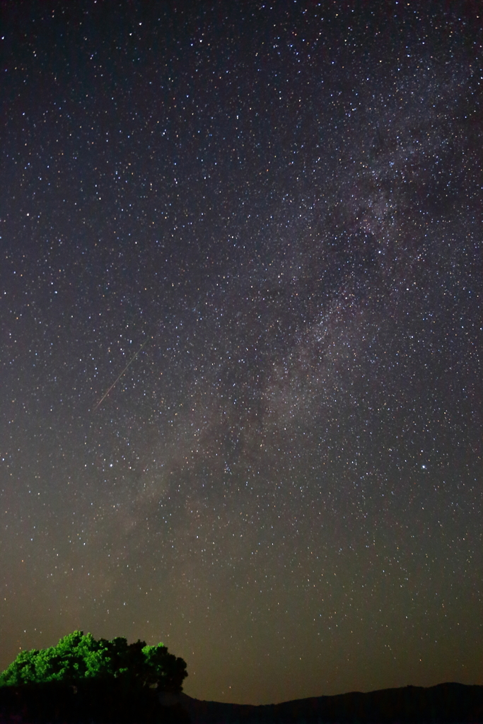 Perseid meteor shower on the milky way
