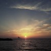 大島と夕日