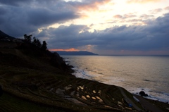 千枚田と夕日