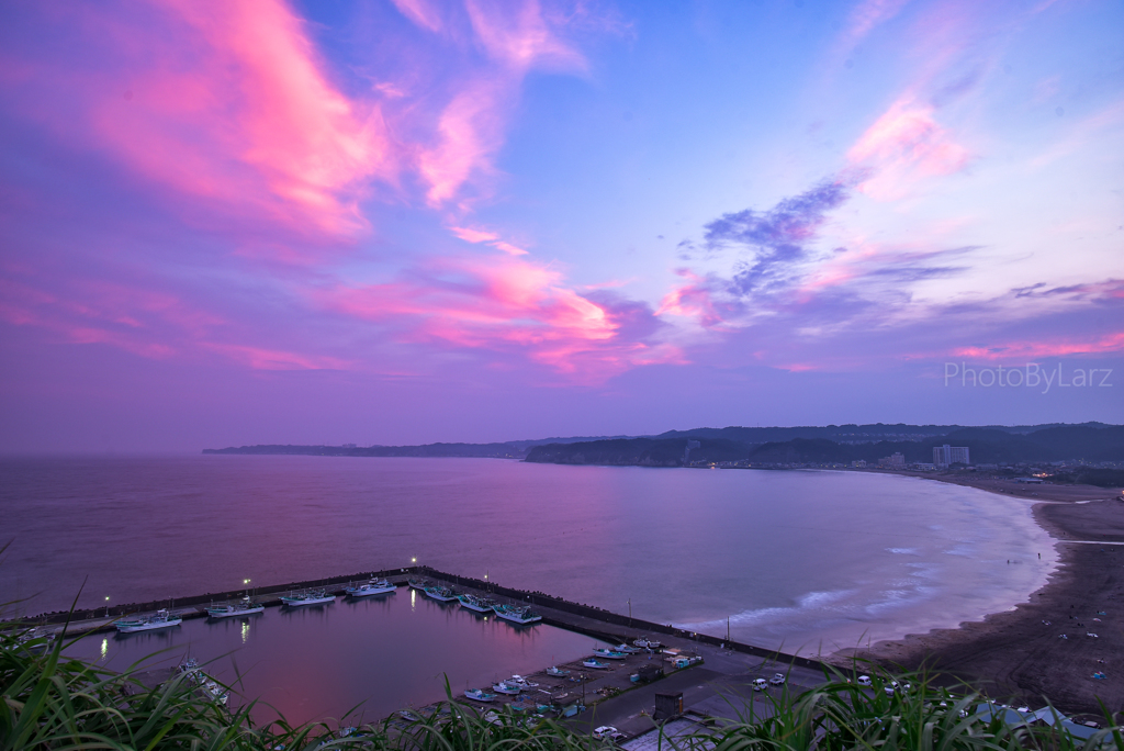 とある海岸の夕日