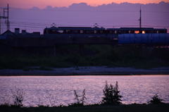 大和川列車と夕日