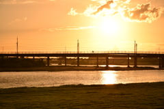 大和川夕日　穏やかなひととき②