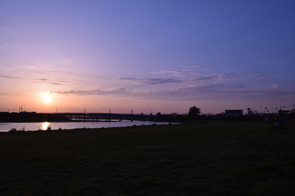大和川夕日