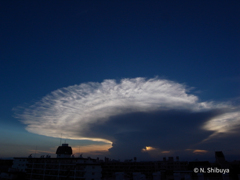 今日見た、巨大な「かなとこ雲」。