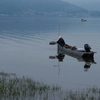 諏訪湖朝景　えび漁