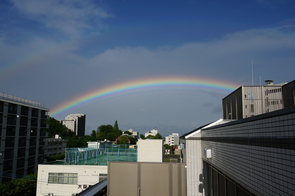 虹（副虹、干渉虹付き）