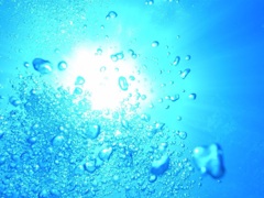 海中から太陽を見上げて、、わ