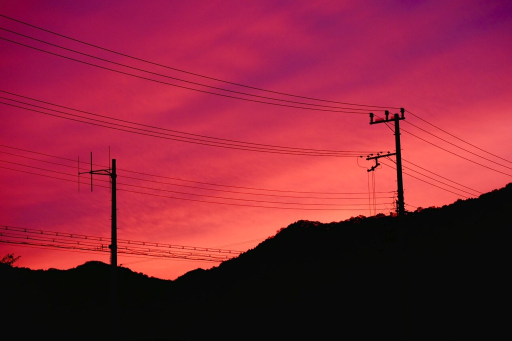 夕焼け真っ赤