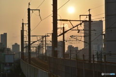 夕陽の鉄道