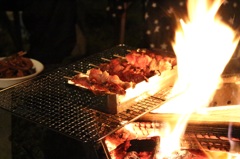 キャンプで焼き鳥