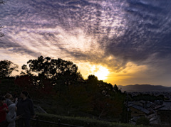 夕日　京都　清水寺から