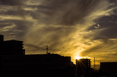 自宅ベランダからの夕日