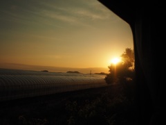 北斗星旅情  車窓からの夕陽