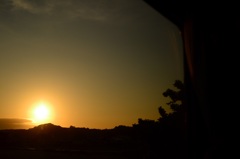 北斗星旅情  車窓から夕陽を