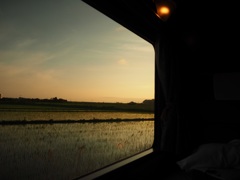 北斗星旅情  車窓からの夕陽