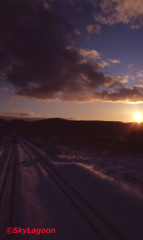 尺別駅の夕陽　