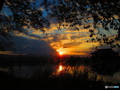 本荘御手作堤の朝焼け