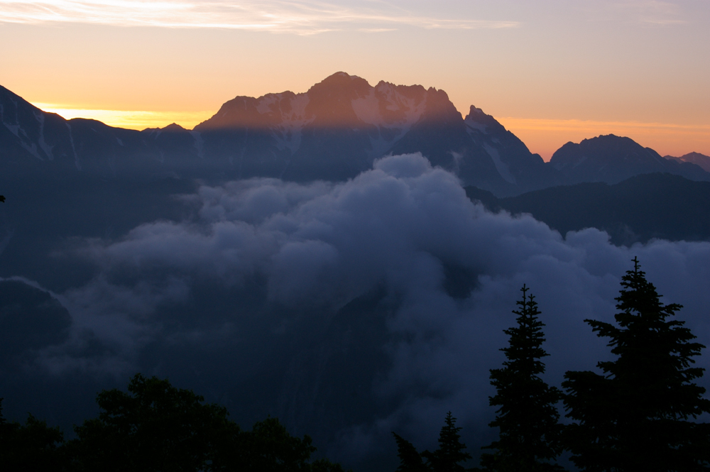 剣岳夕景20080730