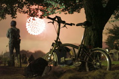 花火と自転車