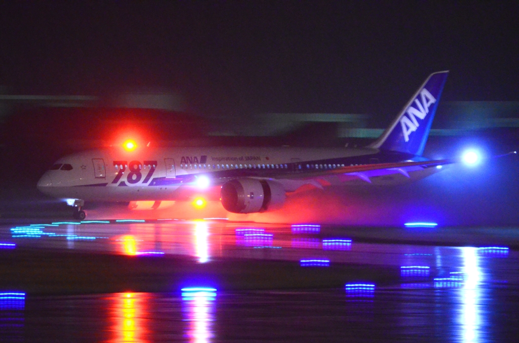 土砂降りの中