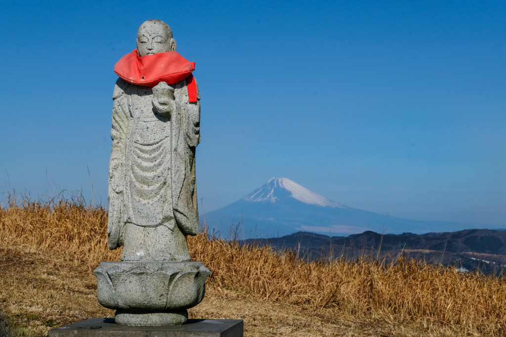 富士山を背景に