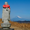 富士山を背景に